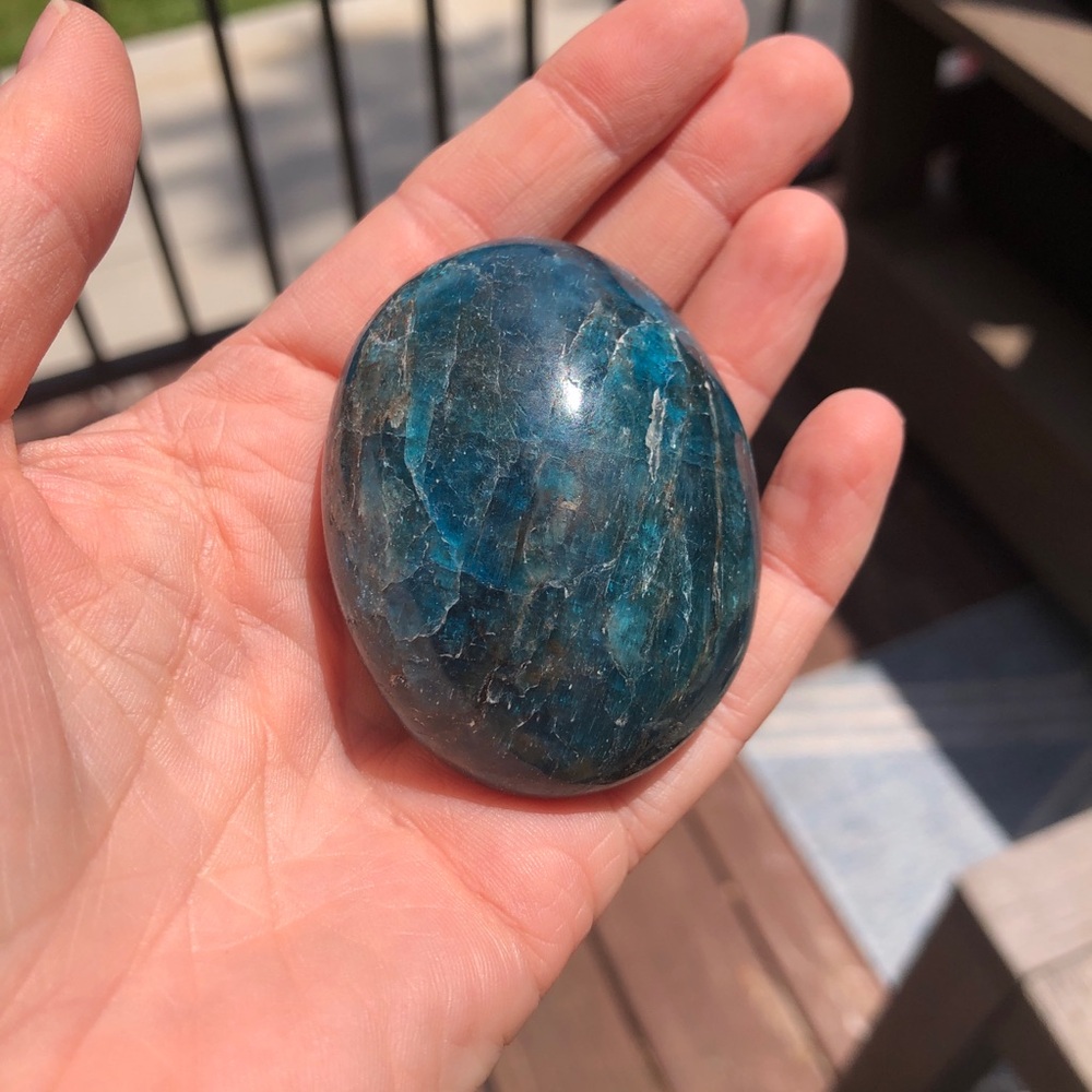 Polished Blue Apatite Palm Stone